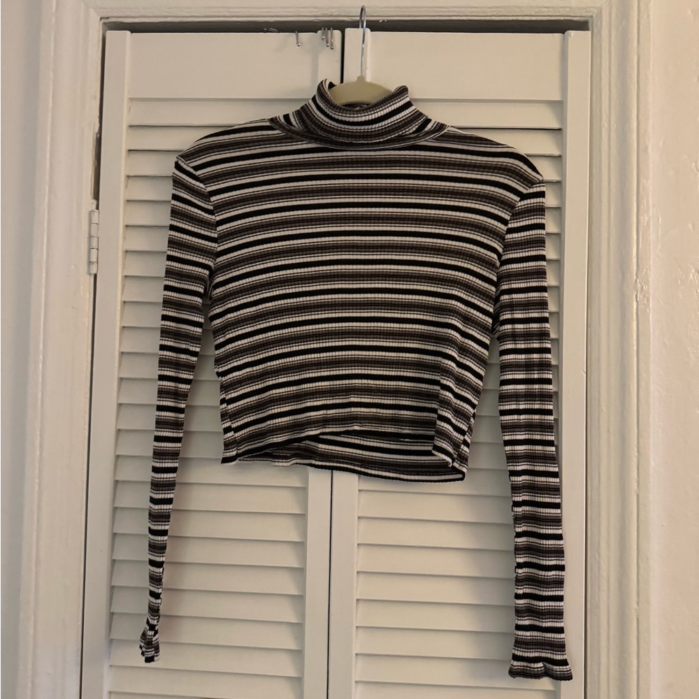 Reformation striped black and white cropped top